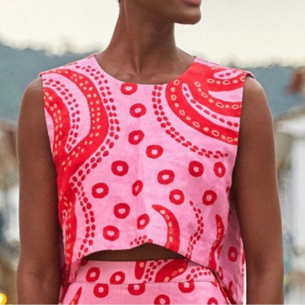 FARM Rio Pink and Red Crop Top